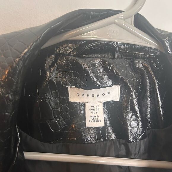 Topshop Croc Embossed Faux Leather Jacket - Picture 8 of 8